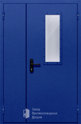 Фото двери «Полуторная со стеклом (синяя)» в Кашире