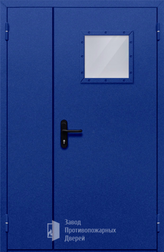 Фото двери «Полуторная со стеклопакетом (синяя)» в Кашире