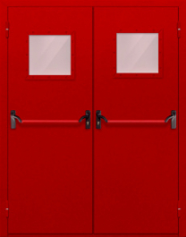 Фото двери «Двупольная со стеклопакетом и антипаникой (красная)» в Кашире