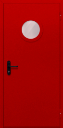 Фото двери «Однопольная с круглым стеклом (красная)» в Кашире