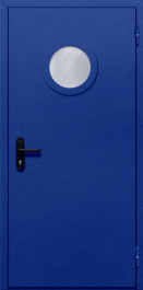 Фото двери «Однопольная с круглым стеклом (синяя)» в Кашире