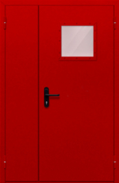 Фото двери «Полуторная со стеклопакетом (красная)» в Кашире